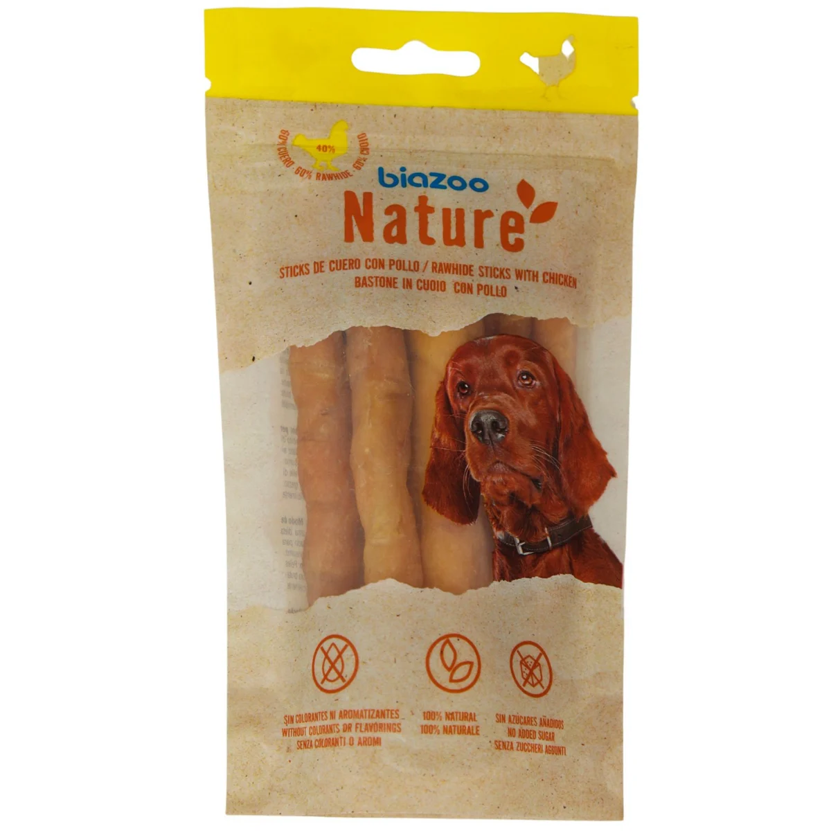 Dental dog chew, chicken-wrapped hide Biozoo