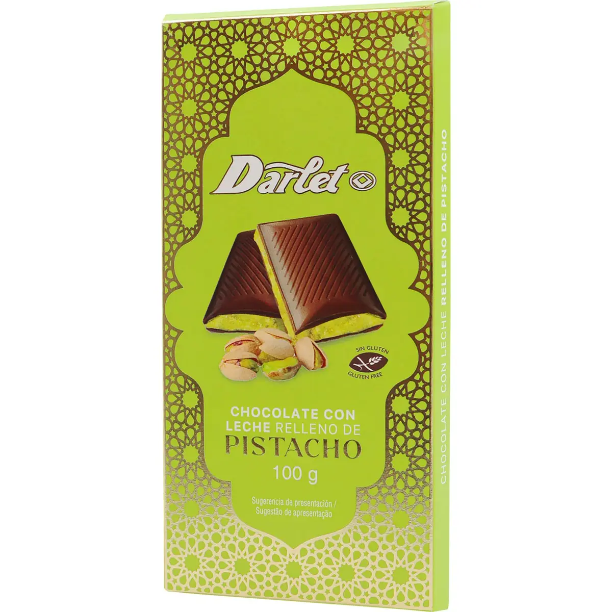 Tableta Chocolate Leche Relleno Pistacho Crujiente Darlet