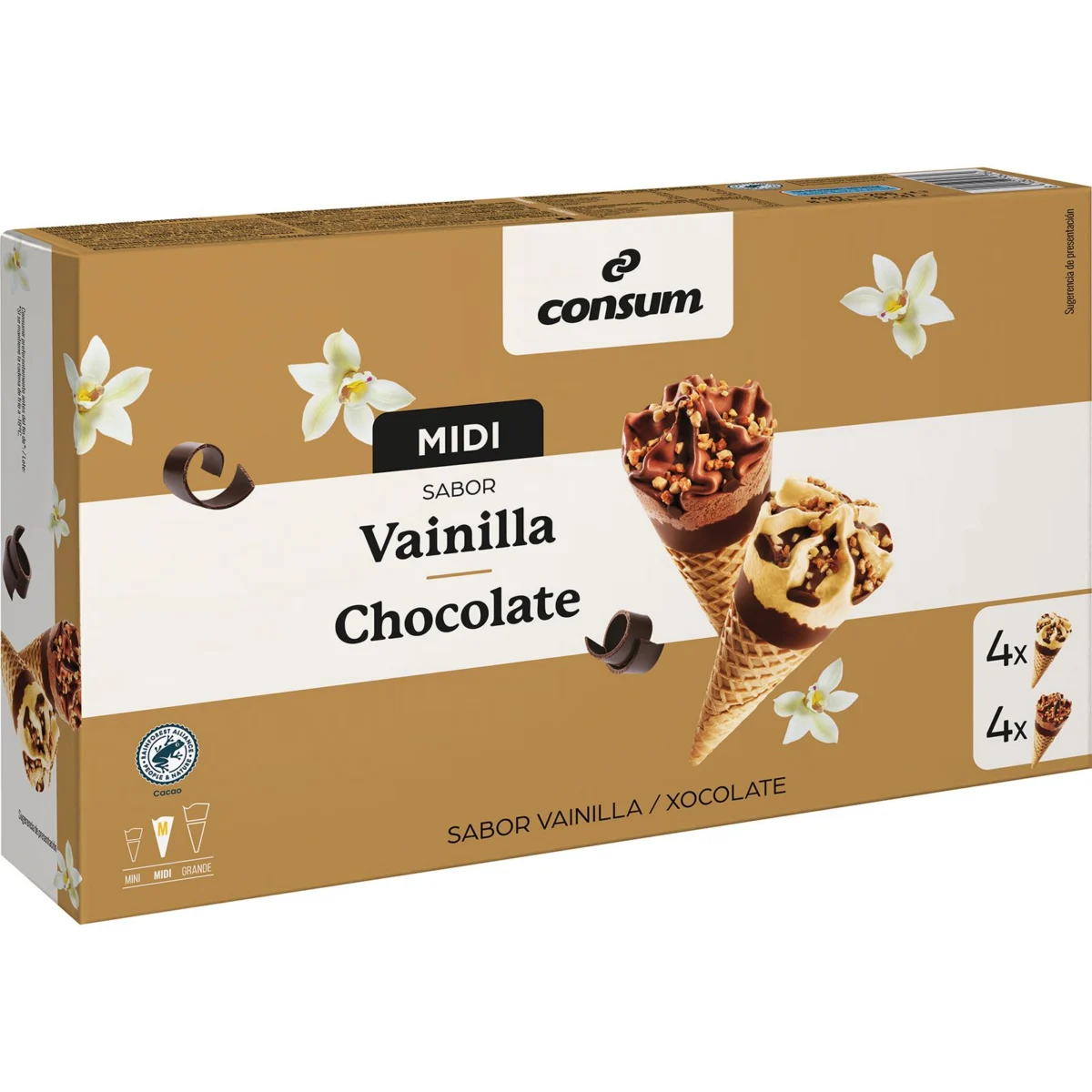 Mini Cono 4 Vain 4 Choco 4 Vainilla 4 Chocolate Consum