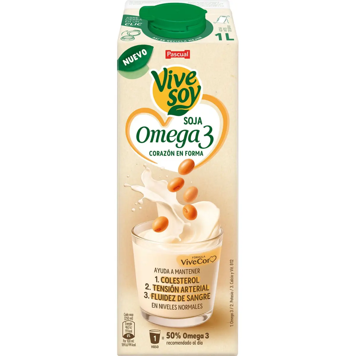 Boisson au soja avec oméga 3 en brique Vivesoy