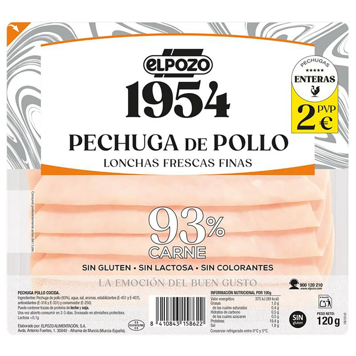 Thin-Sliced Chicken Breast, 93% Meat Elpozo