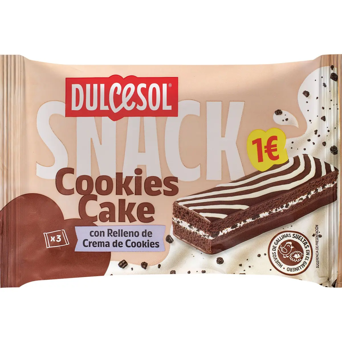 Snack Cookies Cake, 3 pièces Dulcesol