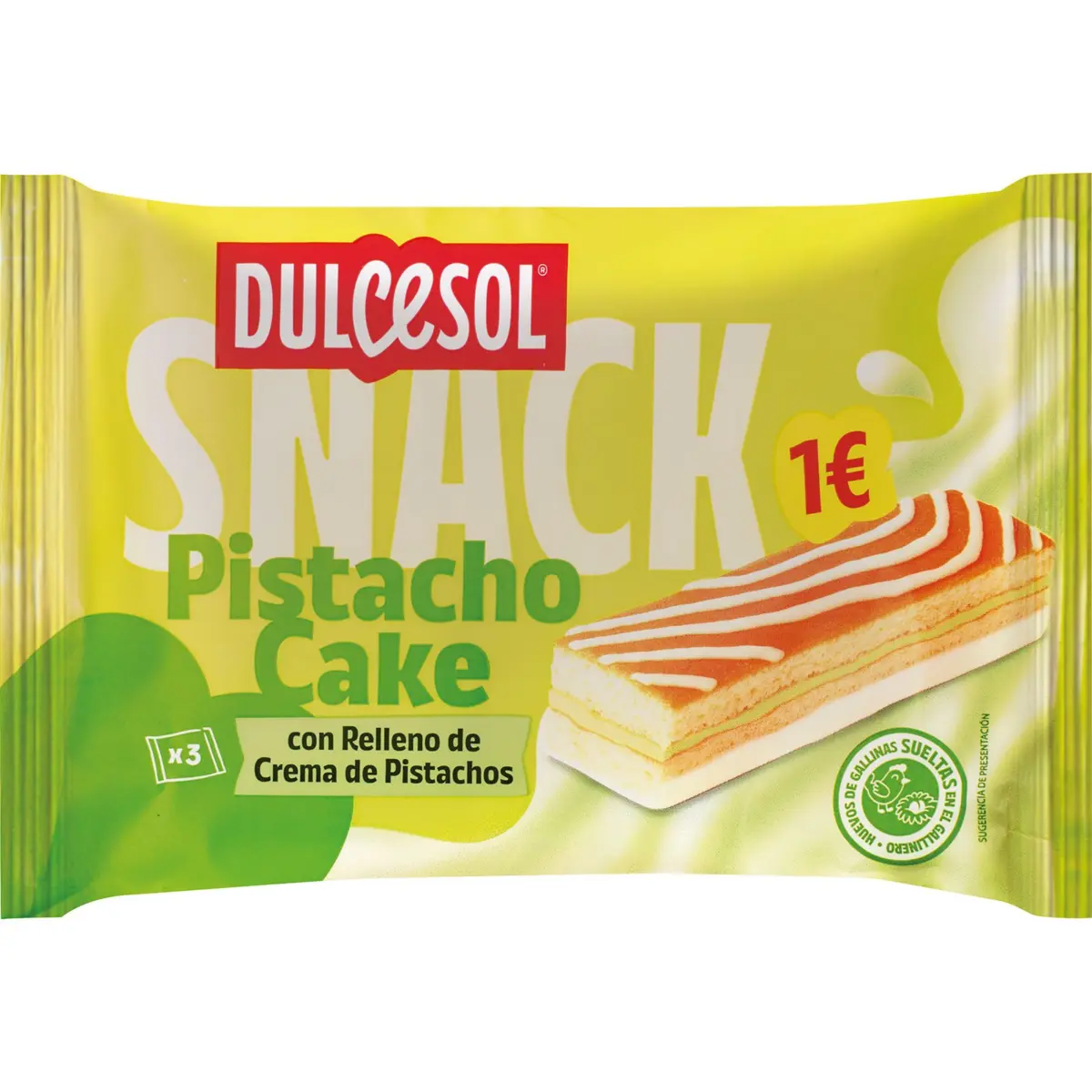 Snack Pistachio Cake, 3 unitats Dulcesol