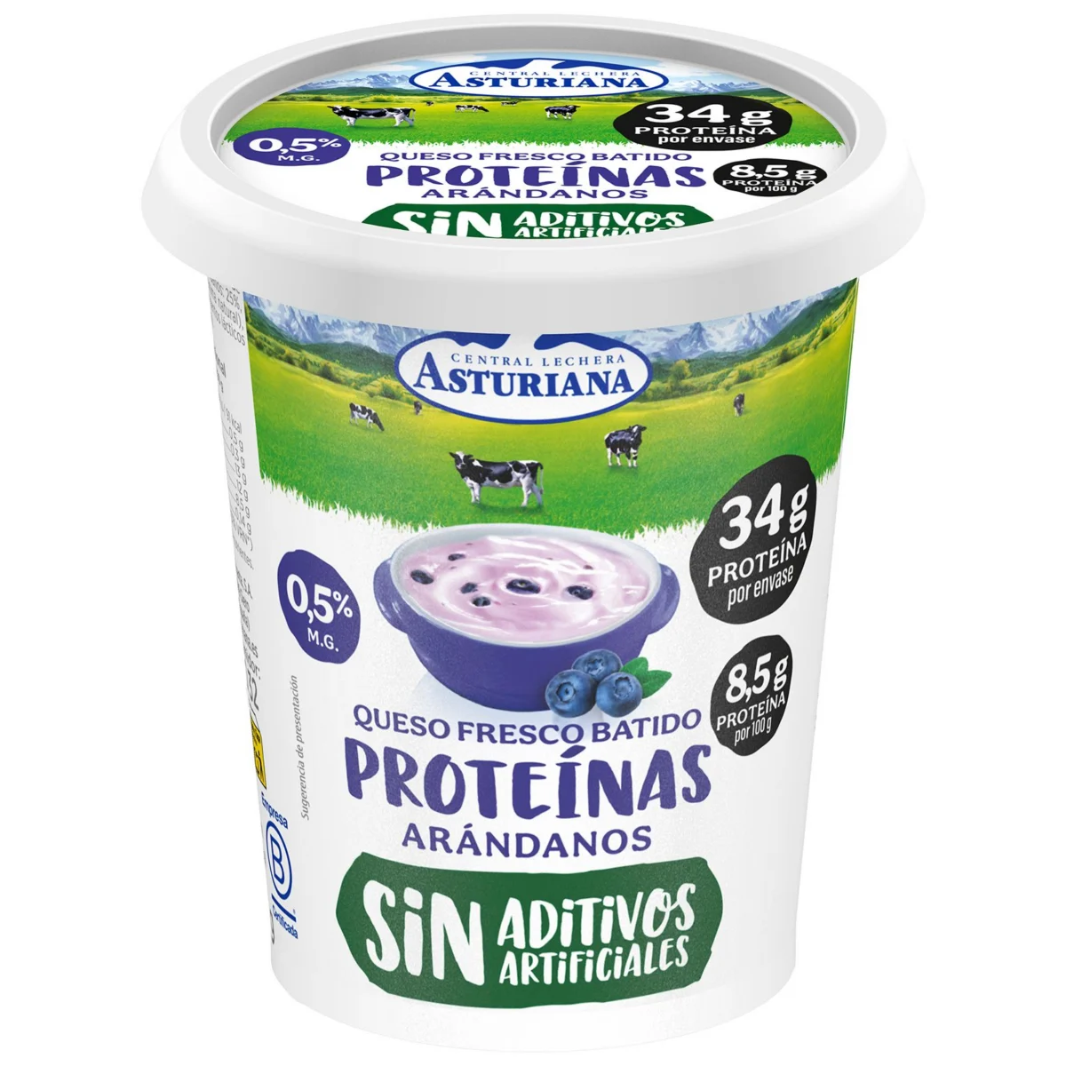 Queso Fresco Batido Proteína con Arándanos Asturiana
