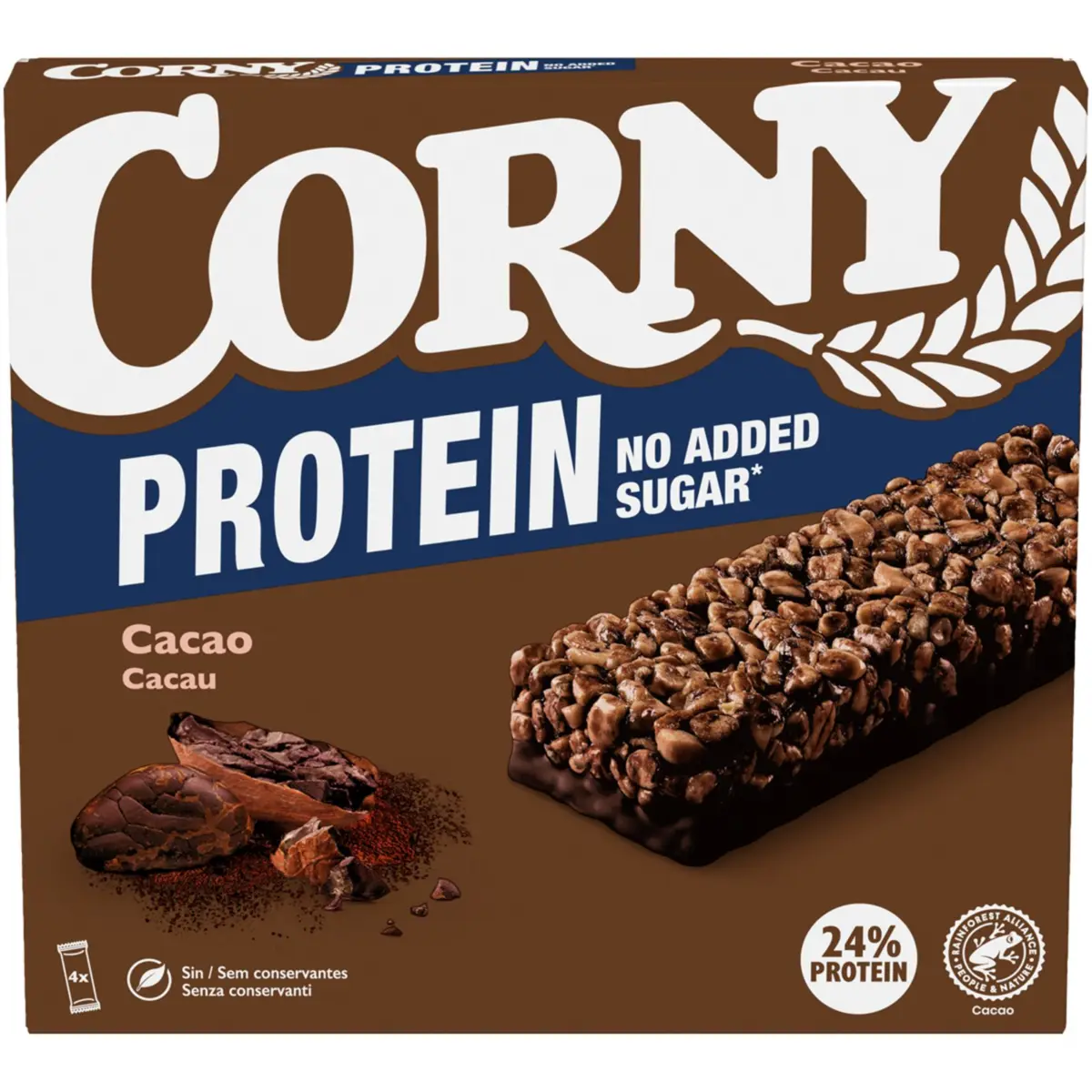 Злаковий протеїновий батончик із какао, 4 штуки Corny