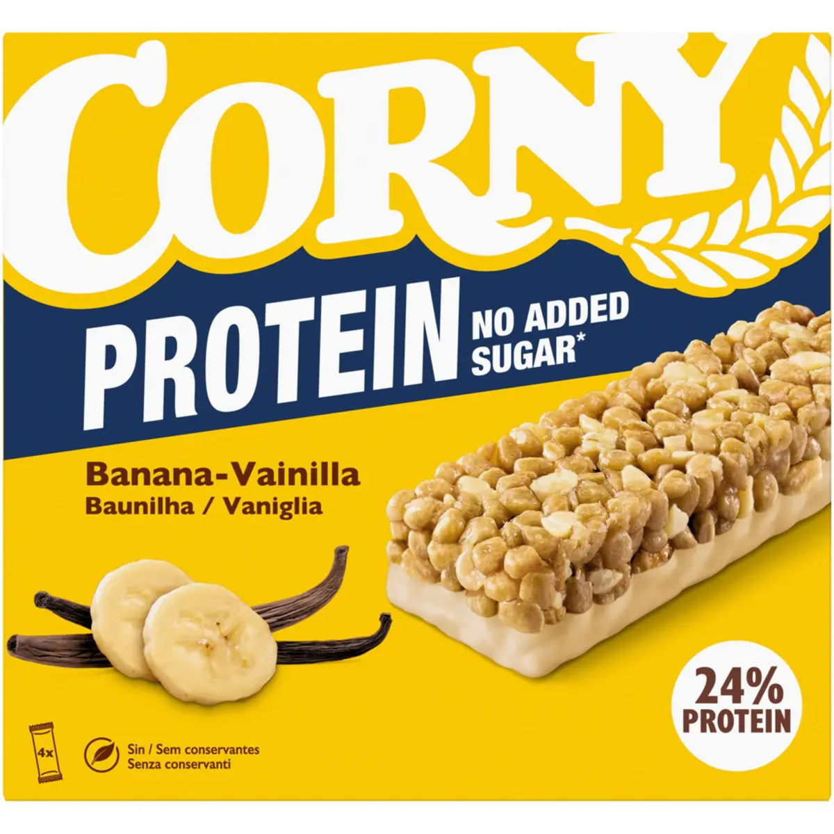 Banana-vanilla protein cereal bars, 4 units Corny