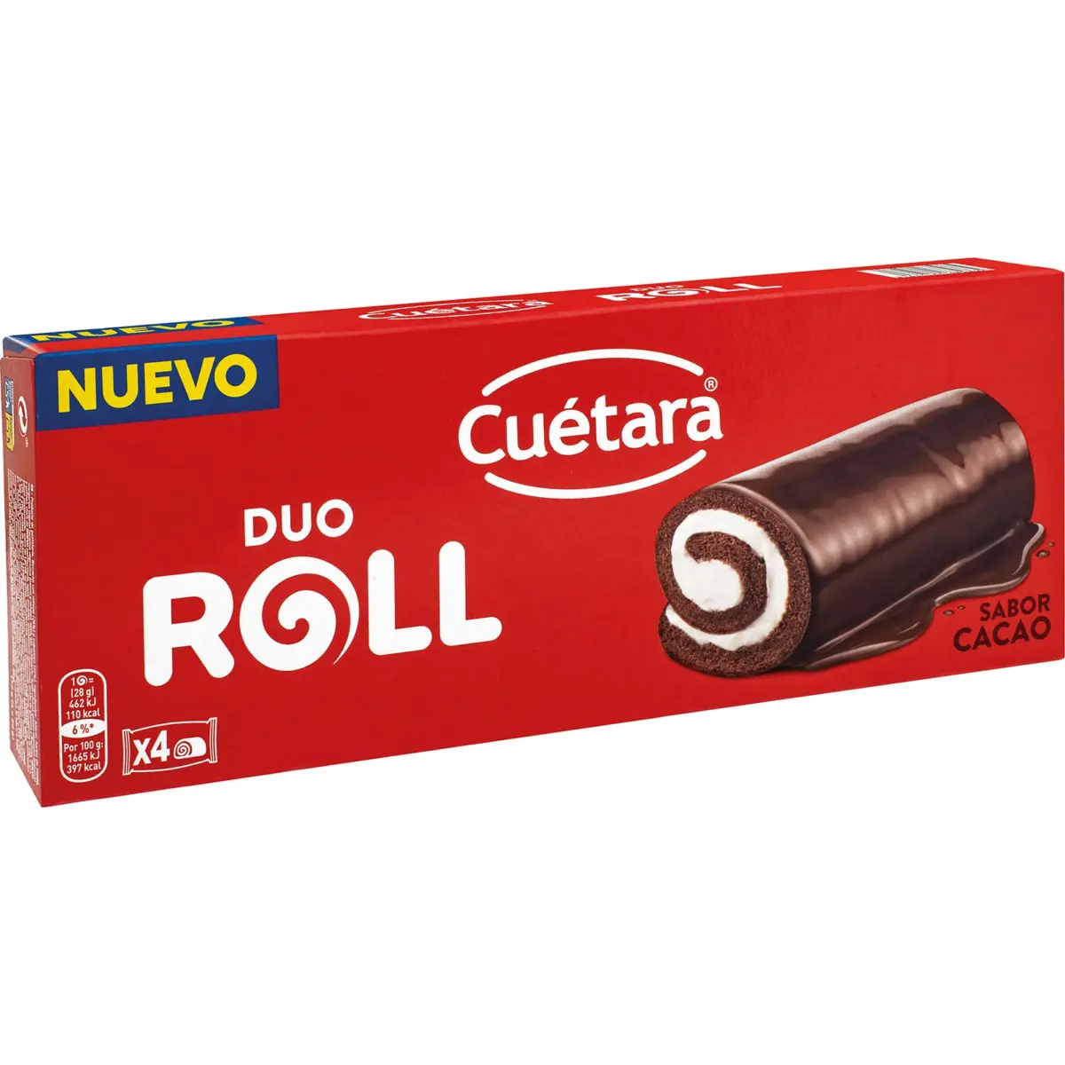 Duo Roll, Kakaobiskuit mit Sahnefüllung, 4 Stück Cuetara