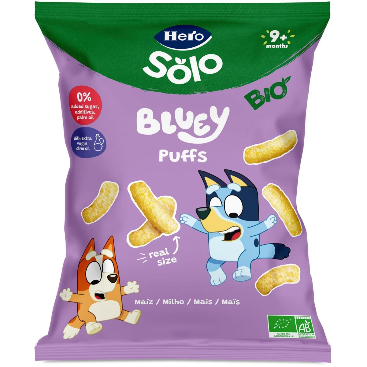 Snacks de maïs bio Puffs Bluey Solo Eco Hero