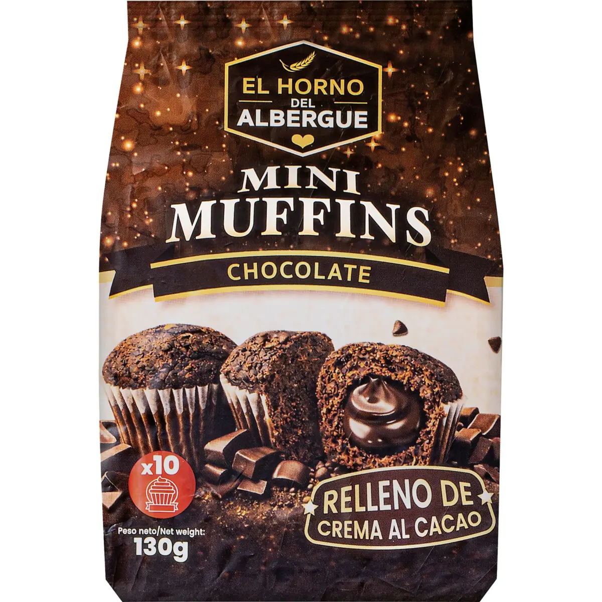 Mini-Schokoladenmuffins mit Kakaofüllung, 10 Stück Horno Alberg