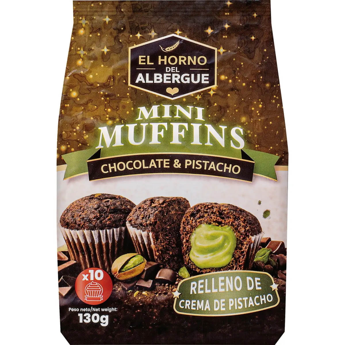 Mini-muffins au chocolat fourrés à la crème de pistache Horno Alberg