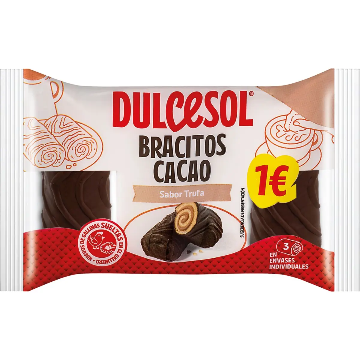 Bracets de cacau farcits de tòfona, 3 unitats Dulcesol