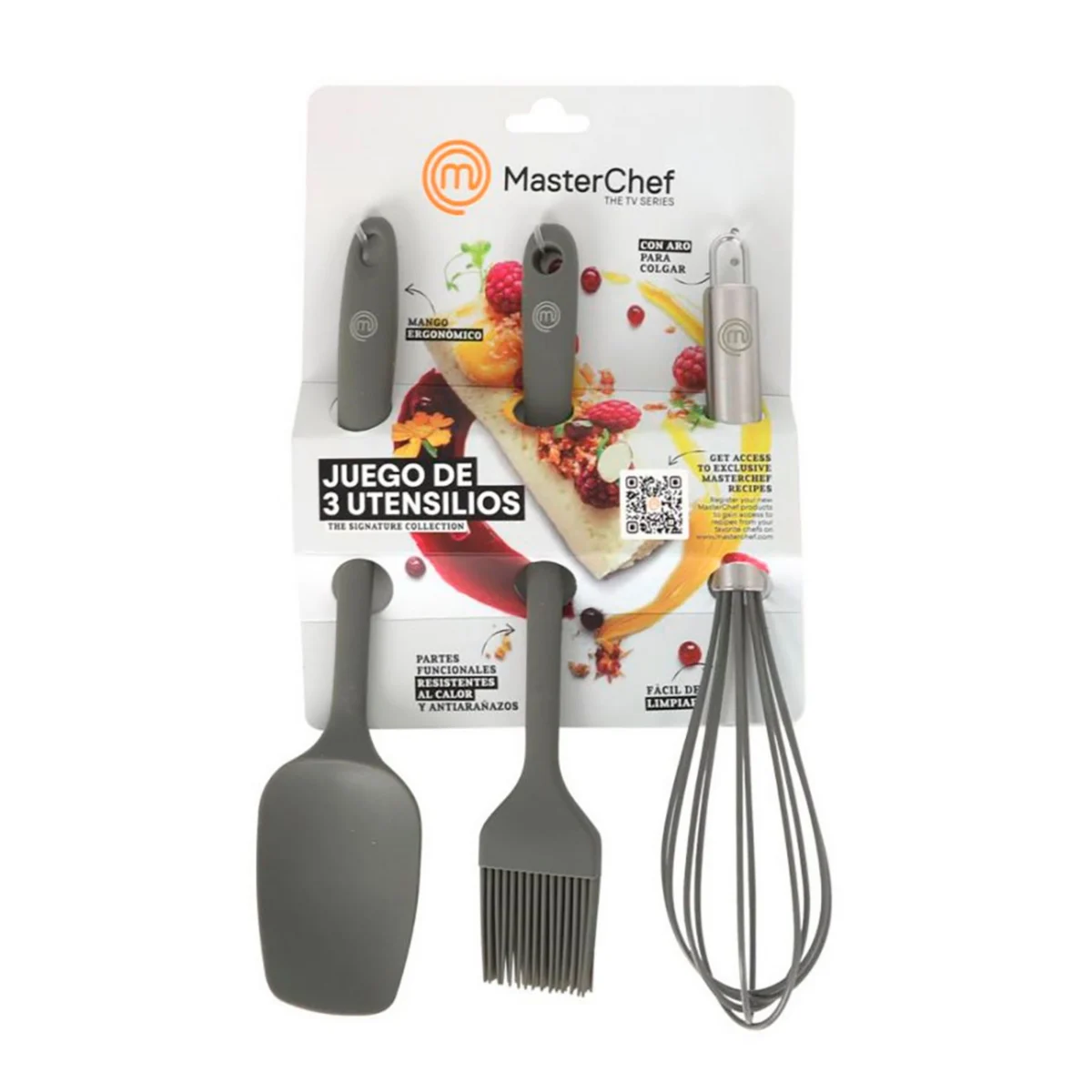Set de 3 ustensiles de cuisine en silicone : pinceau, spatule et fouet Sage