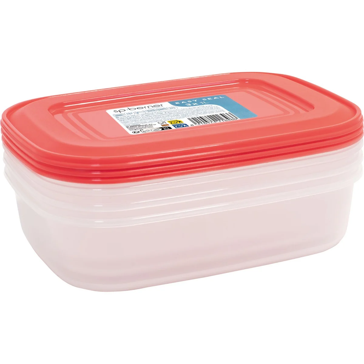 Set of 3 rectangular airtight containers 1L Sp Berner