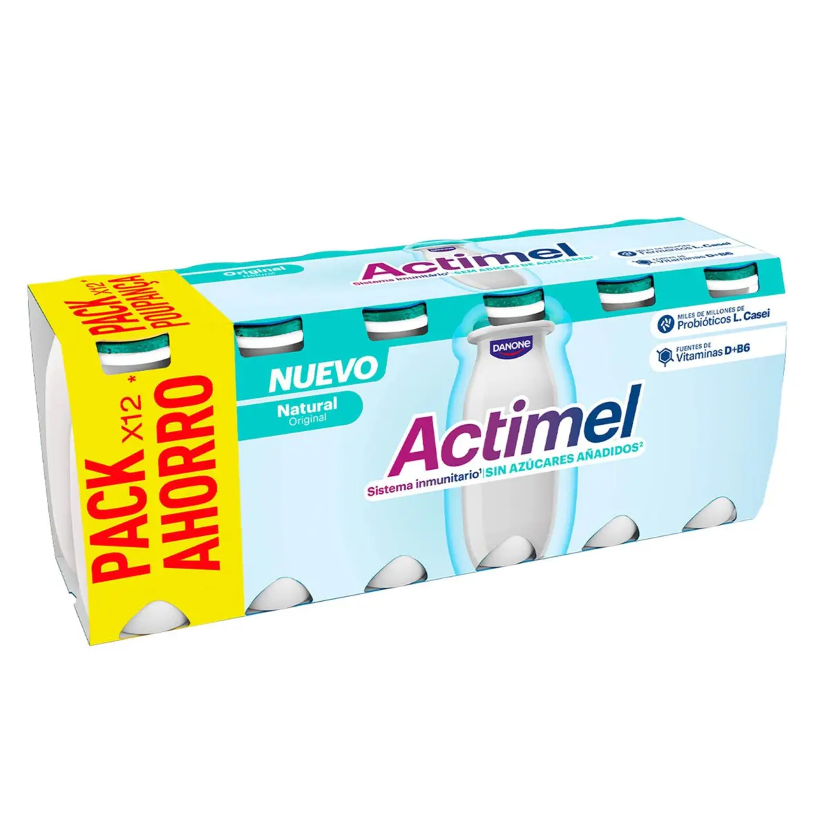 Actimel 0% Natur Trinkjoghurt, 12er-Pack Danone