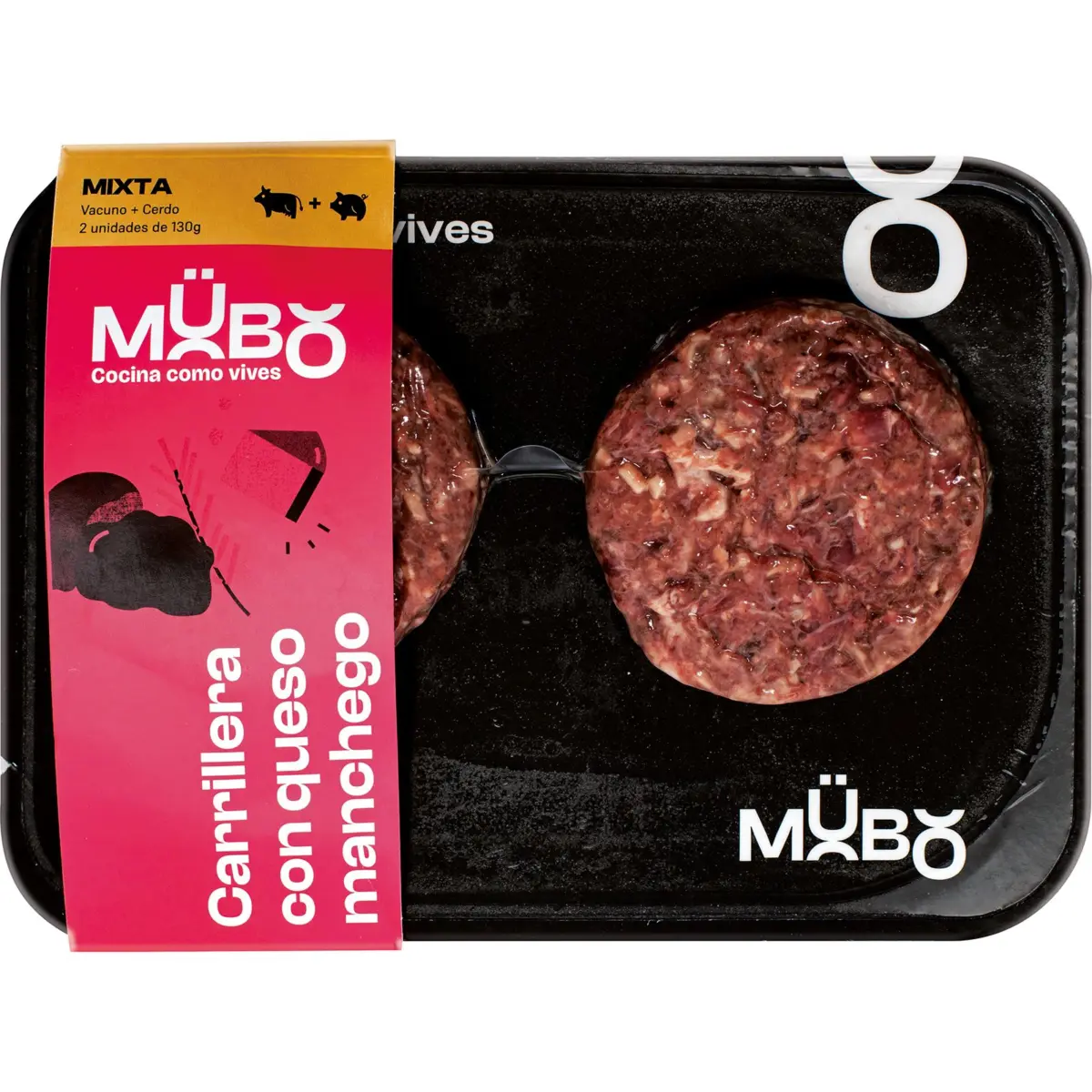 Burger mixt de galta i formatge Mübo