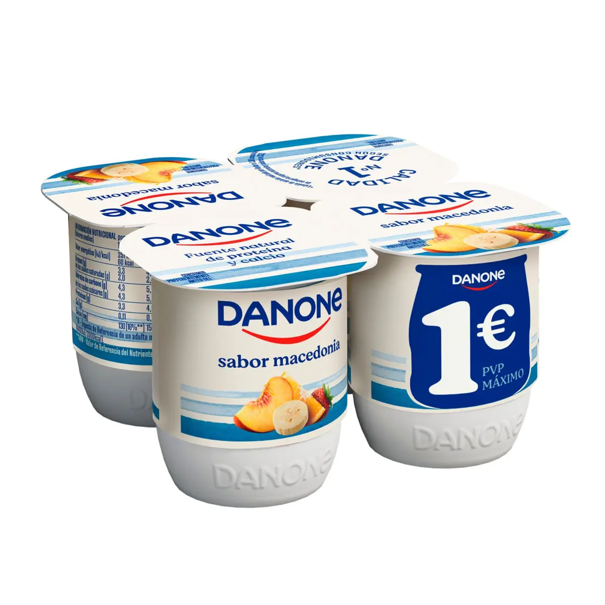 Iogurt amb sabor de macedònia de fruites, pack de 4 unitats Danone